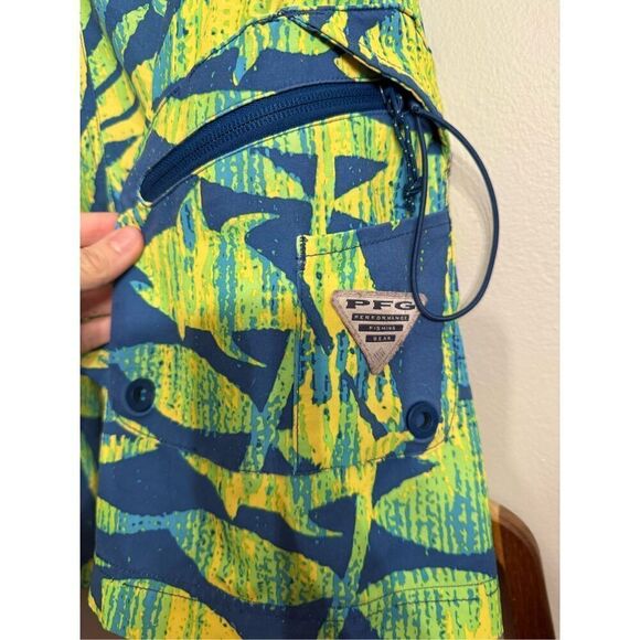 Columbia PFG Mens Blue Yellow Tropical Print Swim Trunks Size 32 - Picture 5 of 5